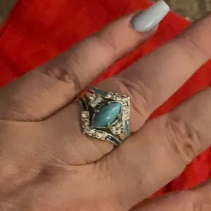 Elegant Silver and Turquoise Women's Ring